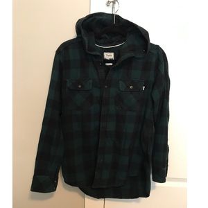 Aritzia TNA buffalo plaid hooded shirt